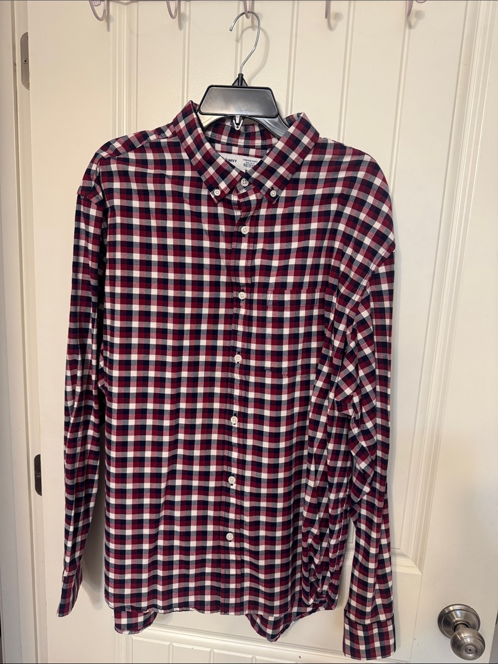 Men's Plaid Button-Down Shirt in Red, Navy & White old navy xxl